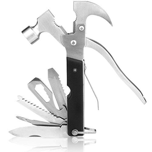 Multifunction Hammer Tool 14 in 1 Portable Stainless Steel Tool,Hammer,Bottle Opener,Knife for Camping Hunting,Fishing or Emergency Preparation(Black) - Thumbnail 6