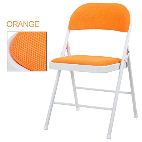 Portable Folding Back Chair Stool Home Training Office Conference Computer Chair Desk Chair Breathable Mesh Padded Fabric Folding Chair Colorful (Color : Orange)