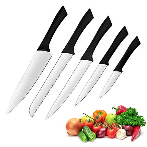 Vestaware Knife Set/Kitchen Knvies,Kitchen Knife Set with Carving Utility Chef Bread and Paring Knives - 5 Piece High Carbon Stainless Steel Cutlery Knives Set