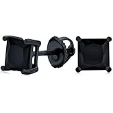 Genuine Small Black Onyx Gem Stone Unisex 925 Sterling Silver Screw Back Post Hypoallergenic Men's Women's Brilliant Cut 5A CZ 6mm Size Square Princess Cut 4 Prong Hip Hop Secure Stud Earrings