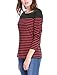 Allegra K Women's Long Sleeve Tops Slim Fit Round Neck Top Spring Fall Trendy Casual Striped Shirt Large Red