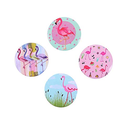 Astra Gourmet Flamingo Pinback Buttons - 24pcs Pink Flamingo Round Button Pins in 4 Designs for Kids Birthday Party Favors Gift Badges Flamingo Lovers, 2.25 inches Diameter - Thumbnail 3