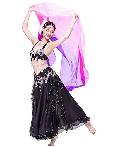 GUILTY BEAUTY Belly Dance Veil Scarf Shawl,100% Silk Gradient Colors,98.443.3"