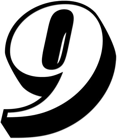 Racing Number 9 Nascar Indy Go Kart Style12 Vinyl Decal Sticker For Vehicle Car Truck Window Bumper Wall Decor - [8 inch/20 cm Tall] - Matte BLACK Color