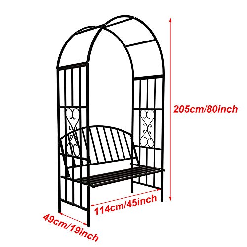 ZH-1 Rankhilfe Rosenbogen Pergola mit Bank, Balkon Garten Sitzbank, Stabil laubenbank Gartenmöbel, Belastung 200 kg, leicht zu montieren – Bild 7