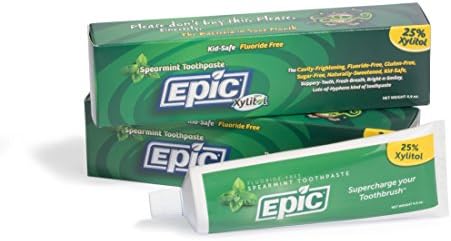 Epic Dental Fluoride Free Xylitol Toothpaste Spearmint 4.9 Oz Tube (Multi-Pack)