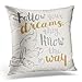 Emvency Decorative Throw Pillow Cover Square Size 16x16 Inches Follow Your Dreams Pillowcase with Hidden Zipper Decor Pillow Case Cushion Gift for Holiday Sofa Bed
