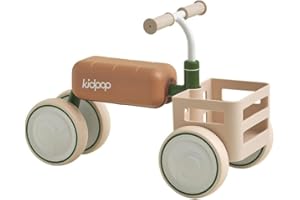 kidpop Toast Baby Walker Convertible Push Rider with Detachable Seat Anti-Tip Tri-Frame & Food-Grade Basket Balance Bike for 10-36 Months