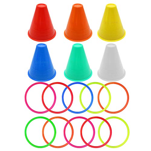 Kids Toy, Ring Toss 16pcs Carnival Combo Set 10pcs Ring Toss Rings with 6pcs Plastic Cone for Children Kids Party Game Toys - Thumbnail 7
