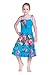 Girl Elastic Ruffle Hawaiian Luau Dress in Turquoise 10