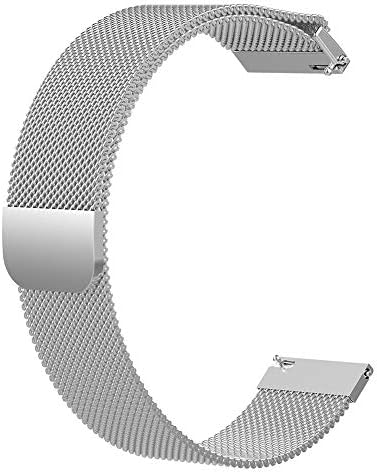dulawei3 Metal Smart Bracelet Band Strap Wrist Fashion Wristband Replacement for Ticwatch C2 Huawei Watch S1 Fit Nokia Withthings Steel HR Silver