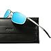 AEVOGUE Polarized Sunglasses For Men Rectangle Metal Frame Retro Sun Glasses AE0395 (Silver&Blue, 59)