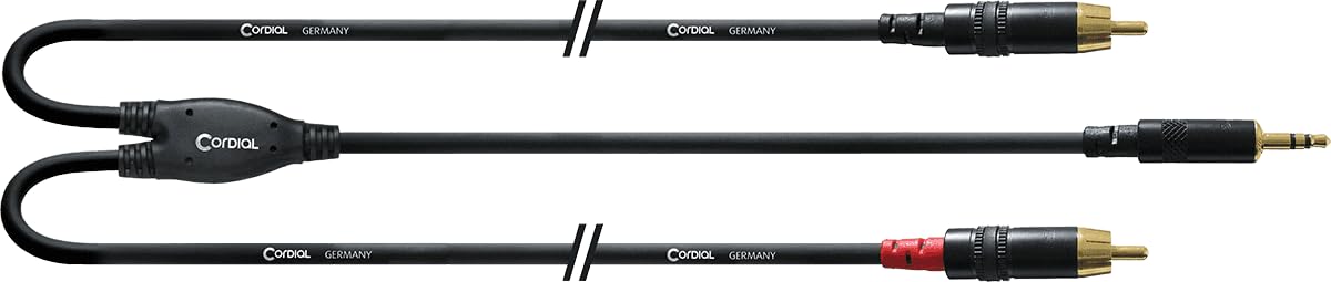 Cordial CFY 1.5 WPP-LONG Y-Adaptor Cable 3.5 mm Stereo Jack / 2x 6.3 mm Mono Jack 1.5 m with Gold-Plated Contacts