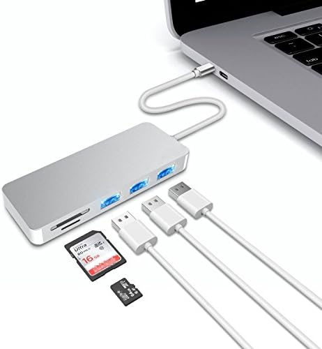 USB Type-C Hub Adapter，INorton 5in1 Aluminum USB C Adapter,USB 3.0 SD/Micro Card Reader for Macbook and Other USB Type C Device