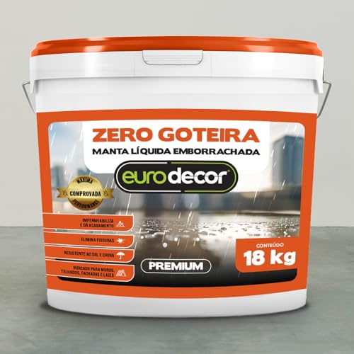 Manta Liquida Emborrachada Premium Euro Decor Zero Goteira 18KG Contra Fissuras Trincas Infiltrações (Branco Neve)