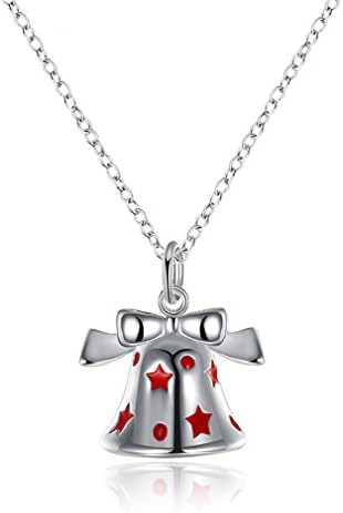 Ltvnys Xmas Christmas Bells Bowknot Pendants Necklace Women Star Drip Oil Necklace Jewelry Red