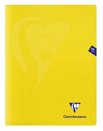 Clairefontaine 343362C - One Set of 10 Yellow Mimesys Stapled Notebooks - Dimensions: 24x32 cm - 96 Small Squares Pages - White Paper 90 g - Polypro Cover