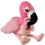The Petting Zoo Bright Eyes Plush Pocketz Soft and Cuddly Mom and Baby Pink Flamingo - 11 Inches