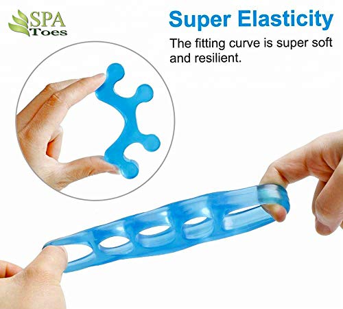 SPA Toes - Orthopedic Toe Separators - Stretchers - Straighteners & Dividers for Correcting Overlapping Toes, Bunions, Hammer Toe, Corns, Pedicures - Soft Gel Spacers - Cleansing Alcohol Pad