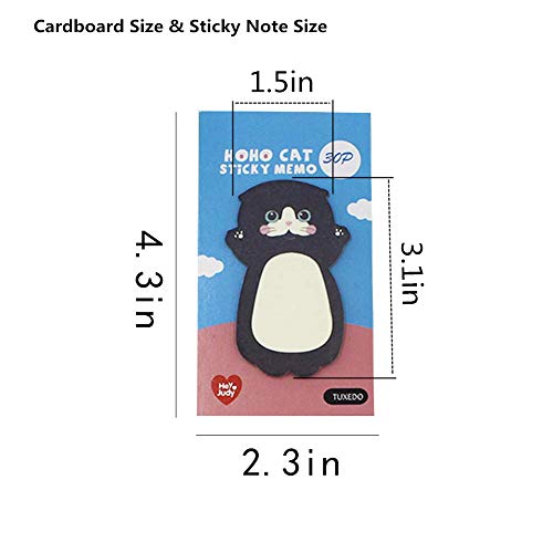 Cute Cartoon Cat Sticky Notes Kitten Self-Stick Note Memo Pad Sets Gift for Cat Lovers Kids Students,Pack of 8 - Thumbnail 6