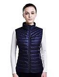 Puredown Women's Down Packable Puffer Vest, Navy, XS Size