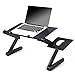 Portable Adjustable Aluminum Laptop Desk Laptop Stand with Mouse Pad Side Mount-Notebook-Macbook-Light Weight Ergonomic TV Bed Lap Tray Stand Up/Sitting-Black (without fan)