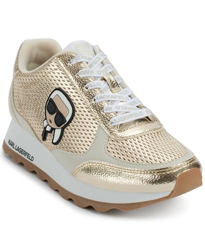 Karl Lagerfeld Paris Women’s Meade Everyday Lace Up Sneaker, White Gold, 7.5