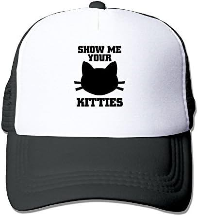 AKQQ0XXA Custom Funny Unisex Show Me Your Kitties - Funny Cat Pun Meme Trucker Visor Cap Black