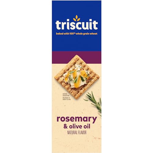 TRISCUIT ROSEMARY & OLIVE OIL WHOLE GRAIN WHEAT CRACKERS, LUNCH SNACKS, SNACK CRACKERS, 8.5 OZ