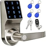 COLOSUS NDL319 Keyless Electronic Digital Smart Door Lock for Home & Office Security, Touchscreen â€“ 50 User Codes + 4 Key Fobs + 1 Remote + 2 Keys (Silver) â€¦