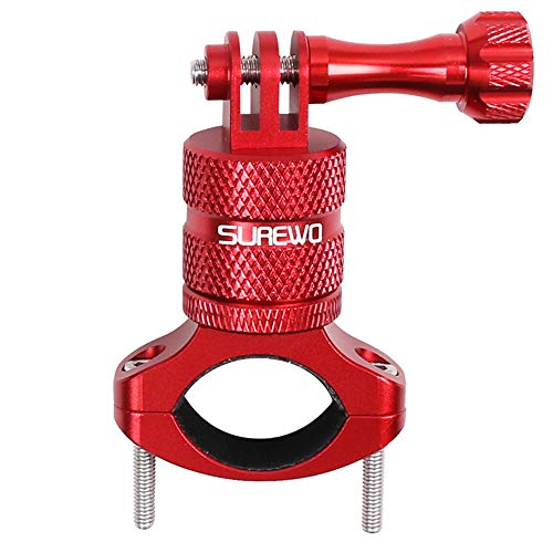 SUREWO Bike Handlebar Mount,360 Degrees Rotation Aluminum Bicycle Seatpost Mount with Screws and Allen Key Compatible with GoPro Hero7/(2018) 6/5 Black,4 Session/Silver,DJI Osmo Action and More (Red)