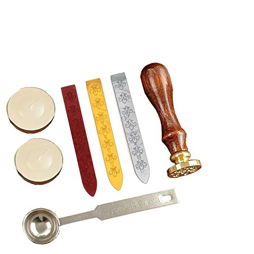 UPC 703430144244, Gift Pro European Retro Wooden Alphabet Letter Initial Wax Seal Stamp Kit Vintage Letter / Envolop Wax Sealing Set with Gold Red Silver Sticks (S)