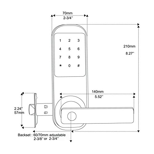 HAIFUAN Security Digital Keyless Code Door Lock, Unlock with Code Card and Key(HFAM10-R-NB)
