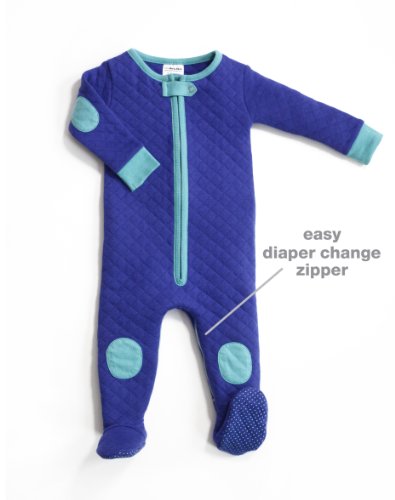 Baby deedee Sleepsie Cotton Quilted Footie Pajama, 3-6 months, Peacock