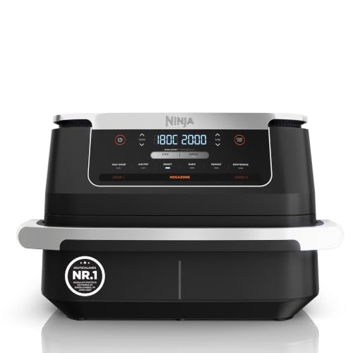 Ninja FlexDrawer Heißluftfritteuse (6 Liter), Schwarz. Dual Zone Air Fryer, große Schublade, 6-in-1, ohne Öl, heißluft-frittieren, braten, backen, Max Crisp, Antihaft spülmaschinenfeste Teile, AF550EU