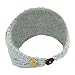Soft Winter Pearls & Flower Ear Warmer Headband, Adjustable Chunky Knit Headwrap