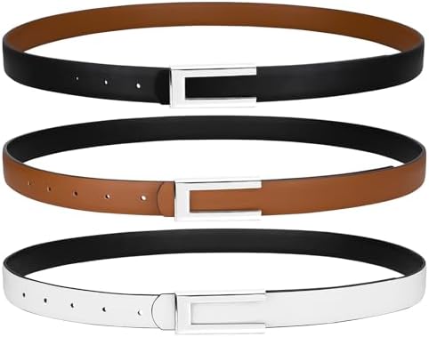 Cow Split Leather Skinny Belt with Gold Oval Buckle - Dress Pants Amazon.com: YooAi Womens Belt Leather Skinny Thin Waist Belt  main image 4