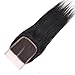 Lanyi 14 inch Brazilian Straight Lace Closure Middle Part Virgin Human Hair Natural Black 1b Handmade 130% Deisity Closure 4x4 Lace