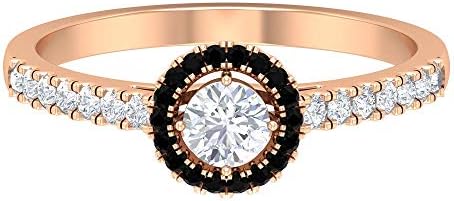 ブラックダイヤモンドハローリングソリティア婚約指輪 Hi Si 0 59カラットダイヤモンドリングサイドストーンリング結婚指輪ヴィンテージステートメント リングプロミスリング 14k ローズゴールド Size 18 Innhs Edu Ph