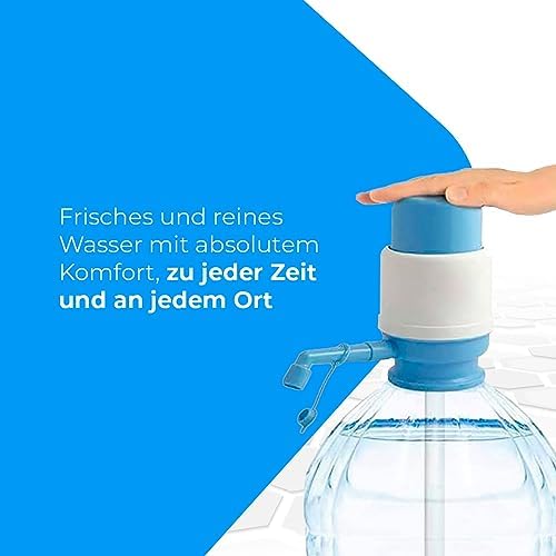 Universal Wasserspender - Manueller Dosierer für Flaschen, Fässer - Kompatibel mit Flaschen von 2,4,6,8,10 und 12L, mit Adapter von 3,8 und 4,8 cm - Weiß und Blau