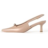 MAVMAX Slingback Heels for Women Kitten Heels with Bow Pointed Close Toe Pumps Dress Party Heeled Sexy Wedding Shoes