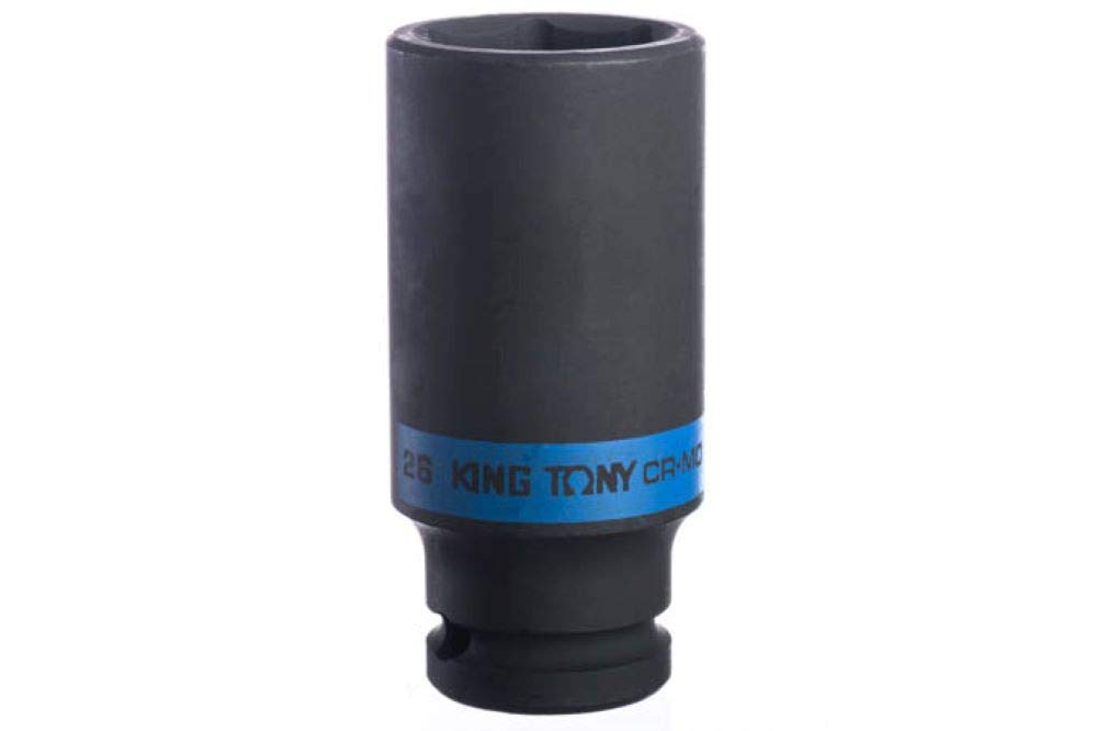 KING TONY 443526M Socket De Impacto Long 1/2" L:80mm 26mm for DIYers & Professionals, Made for Repair and Installation tasks, 80mm, 26mm