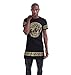 Pizoff Unisex Golden Medusa Luxury Extra Long Baroque Side Zip T Shirt