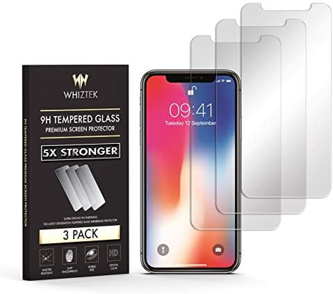 WHIZTEK [3 Pack Apple iPhone XS Max Screen Protector. Premium Tempered Glass Film. Full HD Clarity, Phone Case Friendly. 9H Hardness Protection. Easy Installation, Bubble Free.