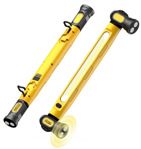 MechaniLite Work Light,3000LM LED Magnetic Light bar 5200mAh Under Hood Light with Hooks, Portable Magnetic Rechargeable Cordless Work Light for Mechanic/Car Repairing/Garage-Yellow