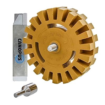 Decal Removal Eraser Wheel Tool Kit - 4 inch Rubber Power Drill Attachment For Removing Pinstripes, Stickers, & Adhesive Vinyl Decals from Cars, Rvs, Boats and More by Canopus