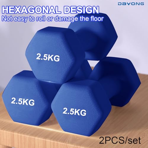 DAYONG Fitness Dumbbell Set of 2, Hexagonal Frosted Dumbbells for Men Women, Home Gym Equipment for Core Strength Training, Exercise Muscle.