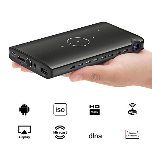 Click Here to See More Images Y&H Mini Projector DLP Pico Video Projector Support 1080P,HDMI & WIFI Wireless Connectivity,Ultra-Portable Size & 120-Inch Display,30,000 Hour LED,with Keystone Correction