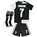 Feeke 7 Ronaldo Shirt 2019-2020 Season - Juventus Ronaldo Home Soccer T Shirt Shorts and Socks for Kids Youth Black/White