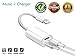Splitter and Lightning Adapter for iPhone 7 / 7 Plus / 8 / 8 Plus / X,Dual Lightning Ports, Headphone Jack Audio & Charge Cable at the same time Data Sync Call Function, Supports iOS 11 or later